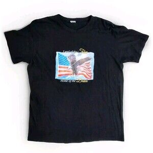 Land of the Free Home of the Brave Graphic Flag Eagle Adult Size Large T Shirt